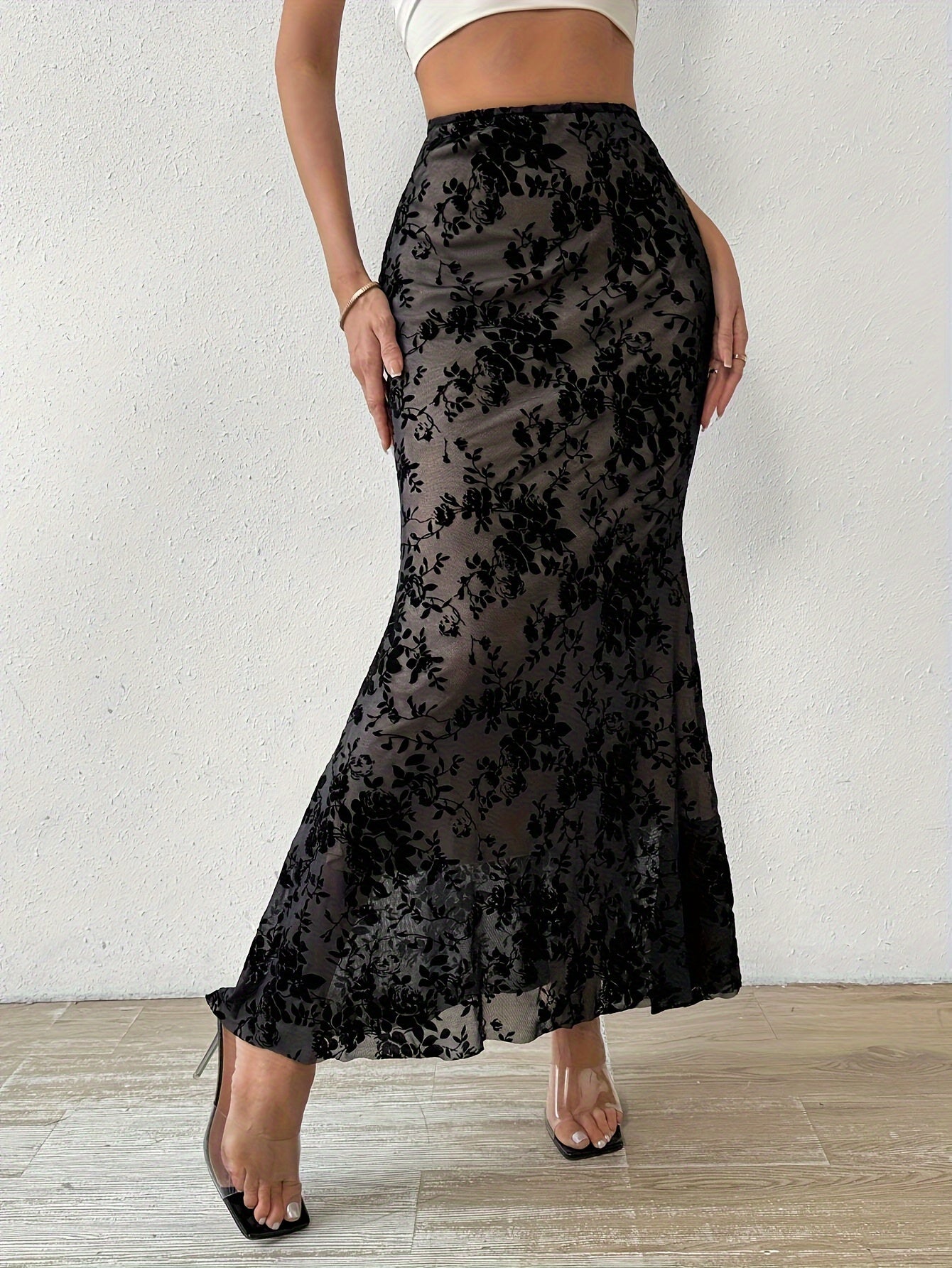 FEMME – Eleganter High-Waist-Mesh-Rock