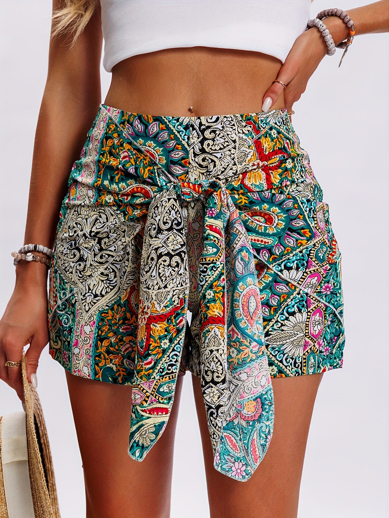 BOHO – Paisley High Waist Shorts