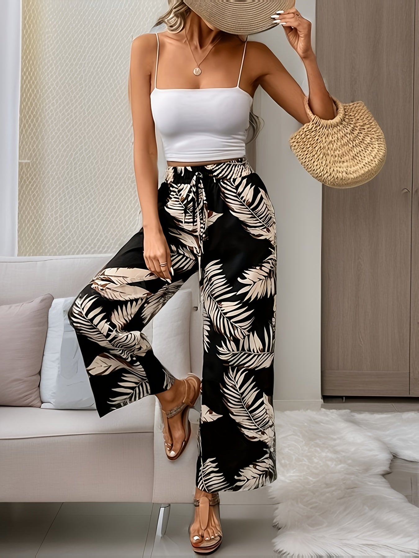 FLORY – Blumenhose mit Fake-Kordelzug & weitem Bein