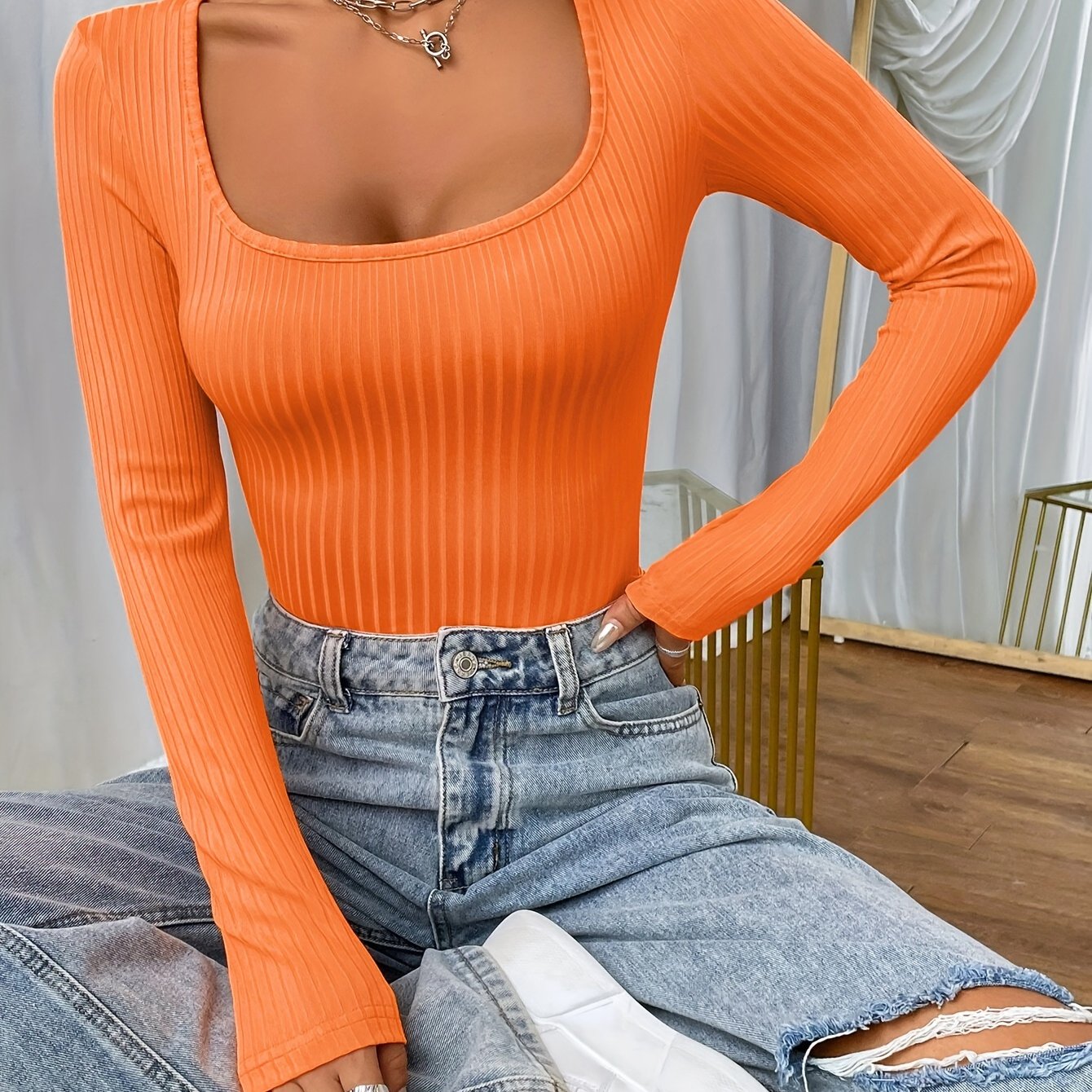 SQUAD – Langarmshirt mit Square-Neck