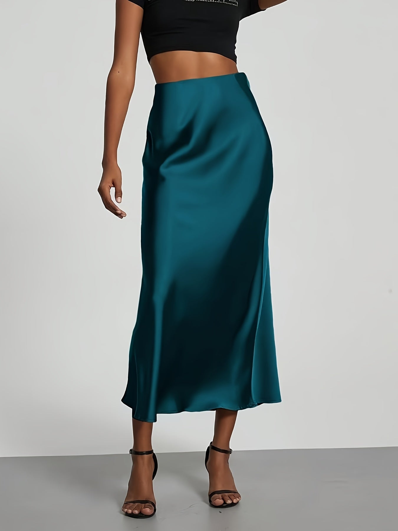 LUXIA – Eleganter High-Waist Satin-Midirock