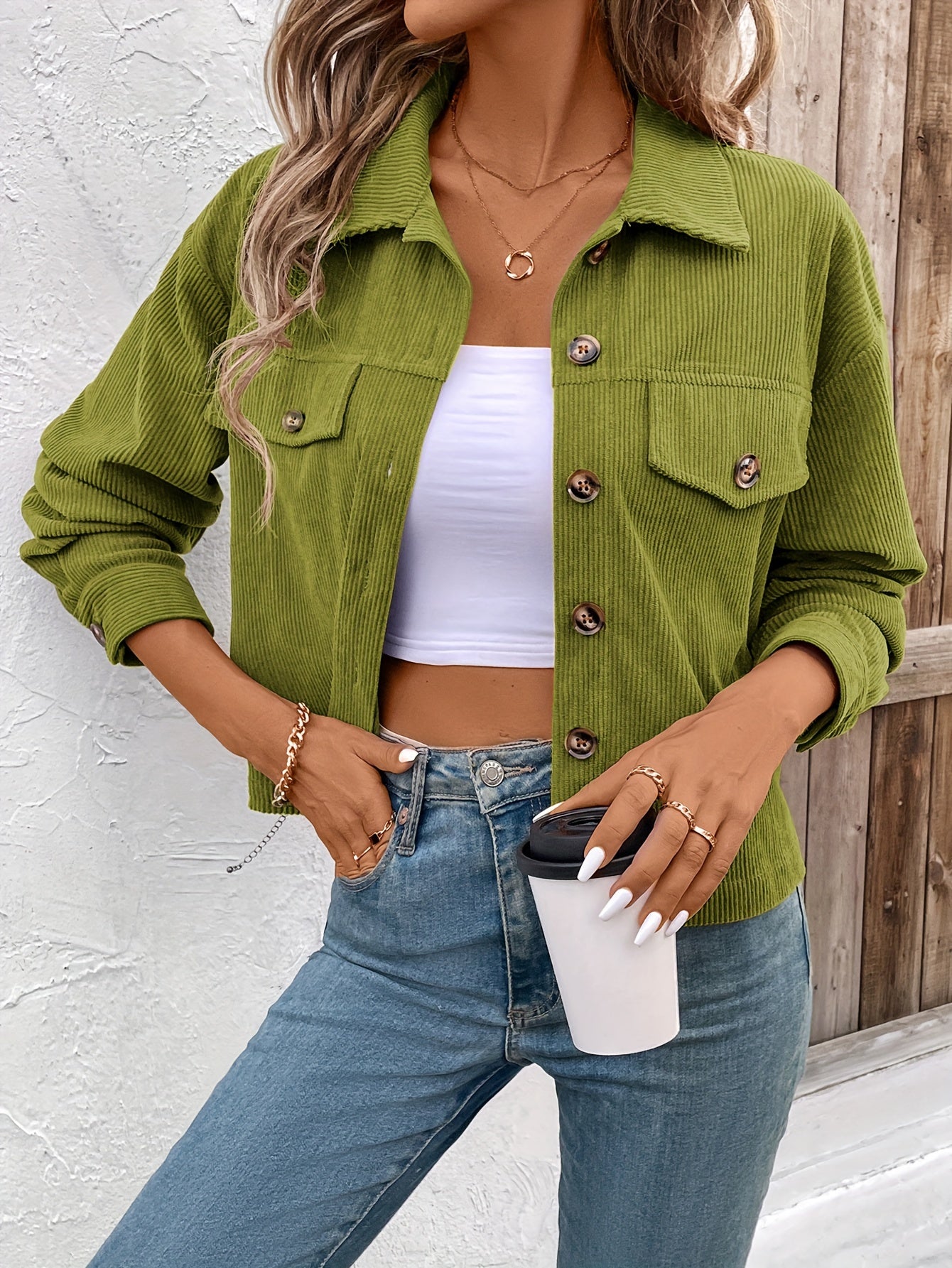OLID – Einfarbige Button-Front Jacke