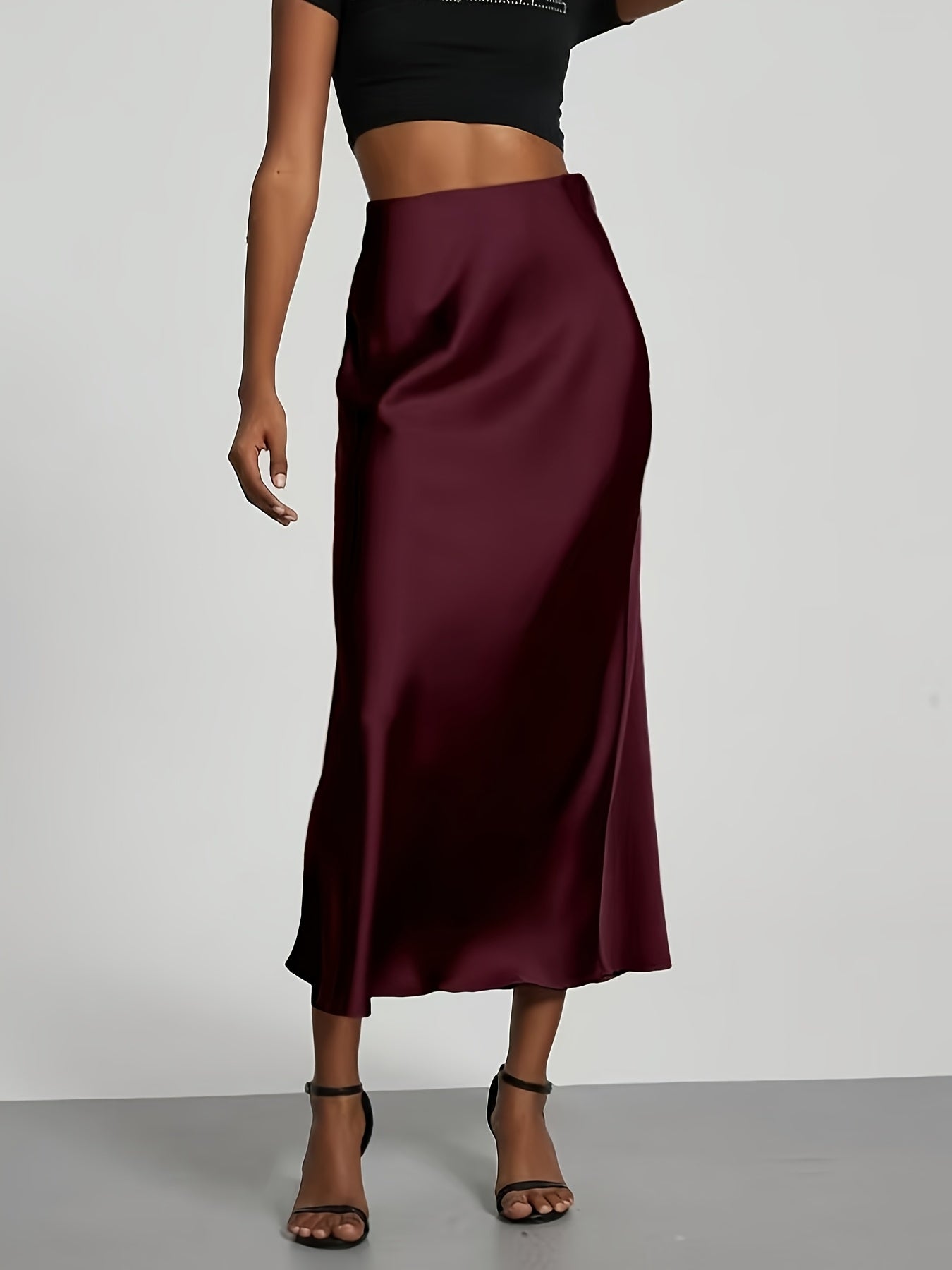 LUXIA – Eleganter High-Waist Satin-Midirock