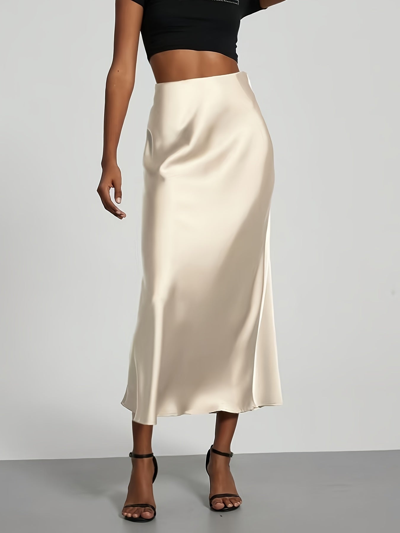 LUXIA – Eleganter High-Waist Satin-Midirock