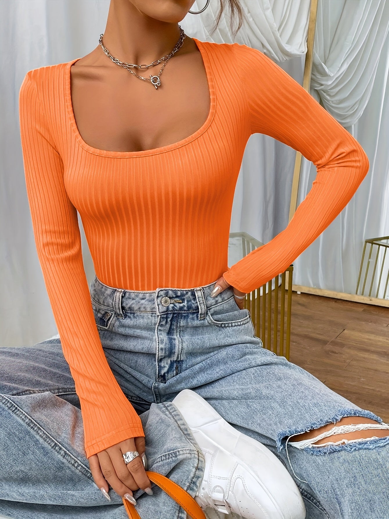 SQUAD – Langarmshirt mit Square-Neck