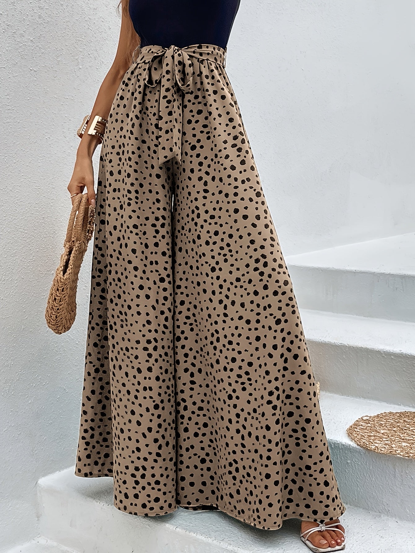 DOTTY – Punkte-Hose mit weitem Bein & Taillenband