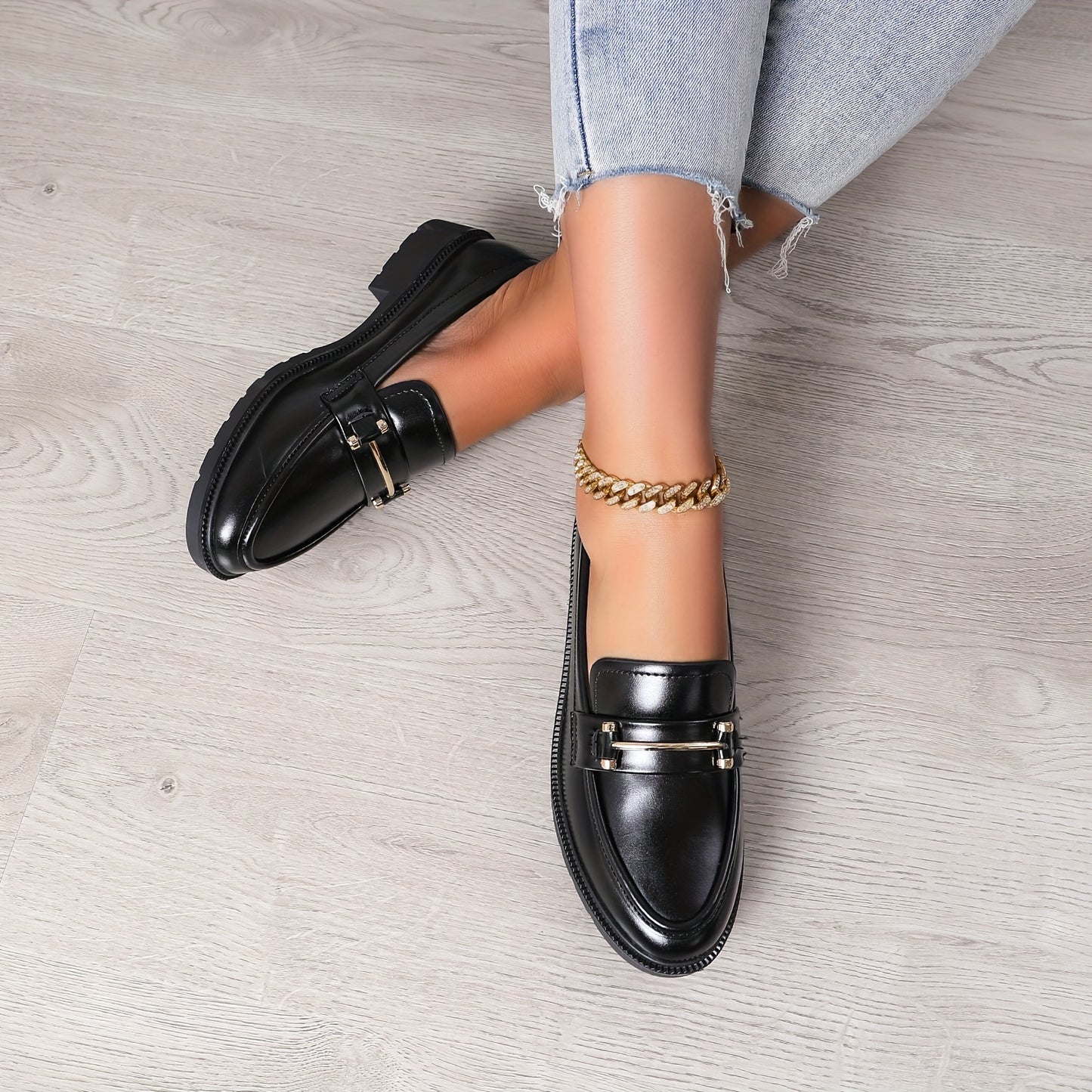 BUCKY – Damen All-Match Loafer mit Schnallendekor