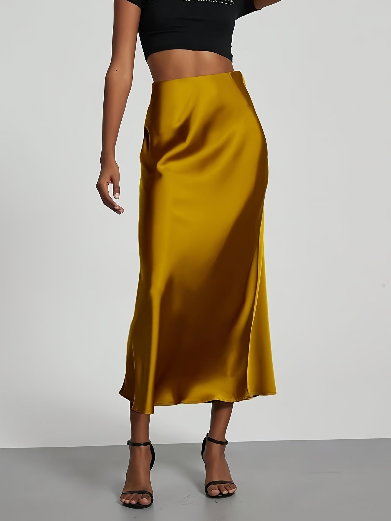 LUXIA – Eleganter High-Waist Satin-Midirock