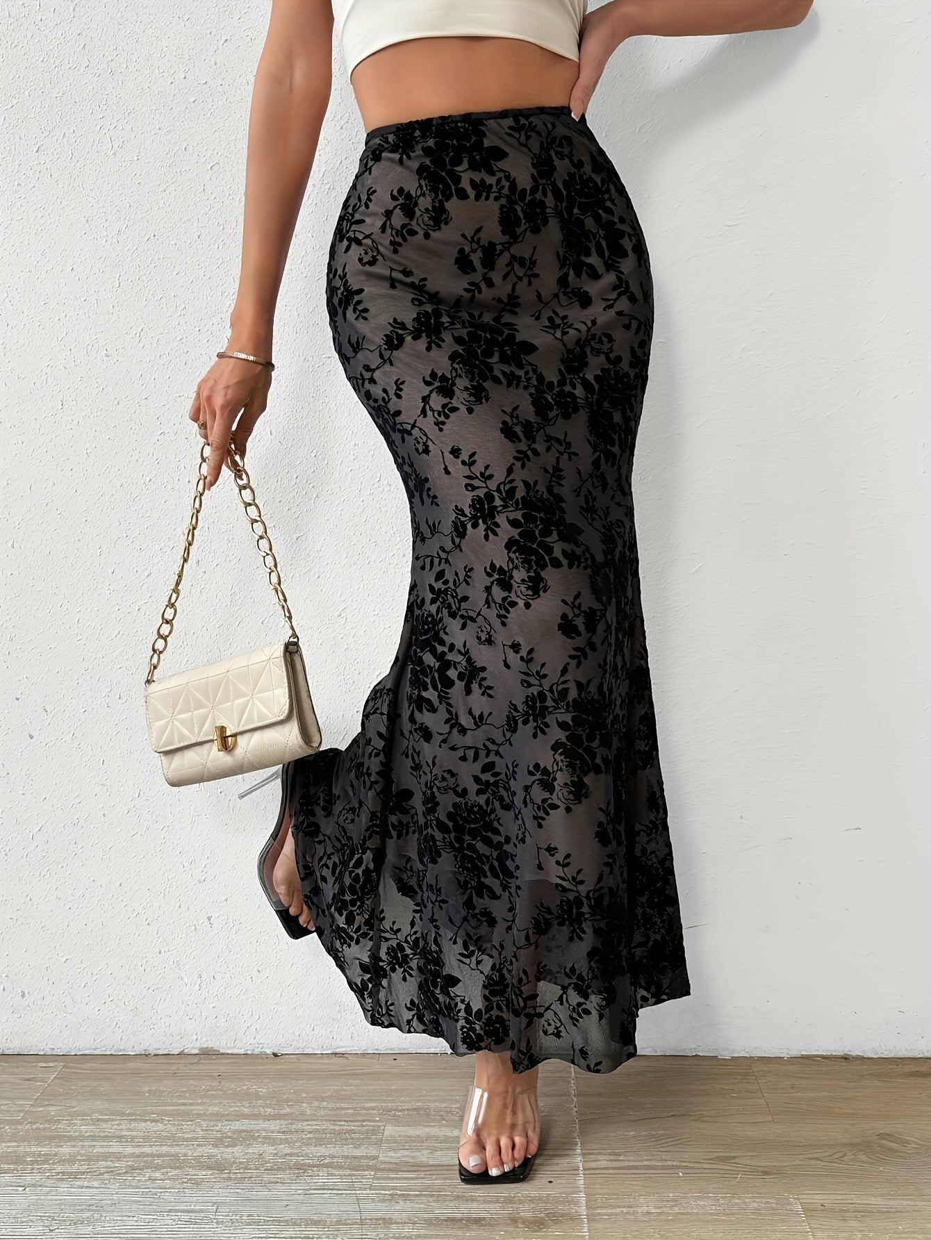 FEMME – Eleganter High-Waist-Mesh-Rock