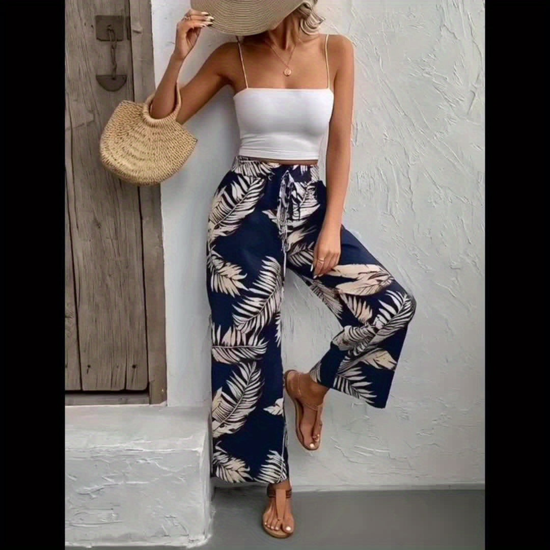 FLORY – Blumenhose mit Fake-Kordelzug & weitem Bein