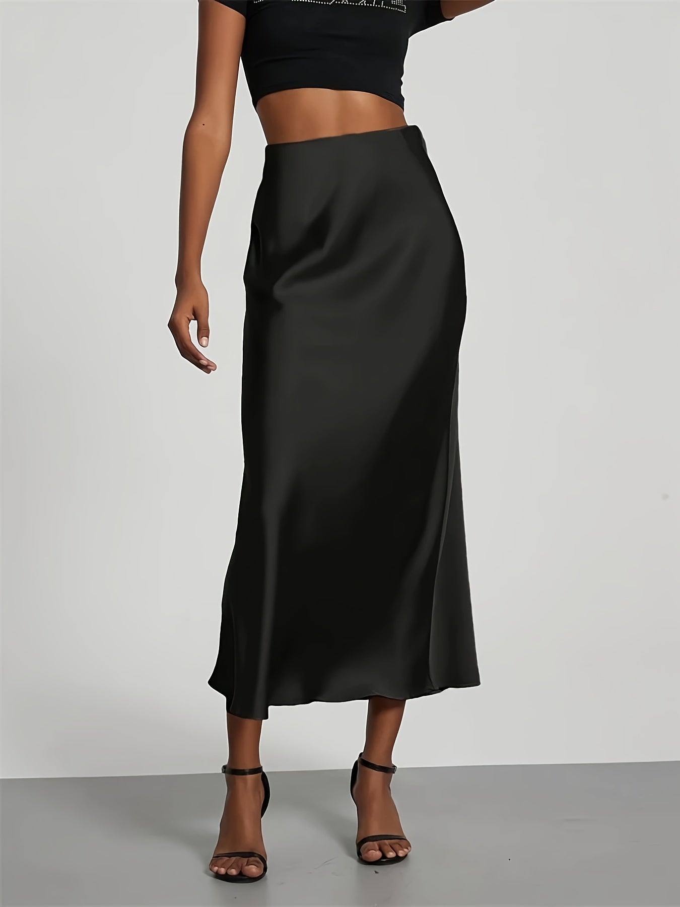 LUXIA – Eleganter High-Waist Satin-Midirock