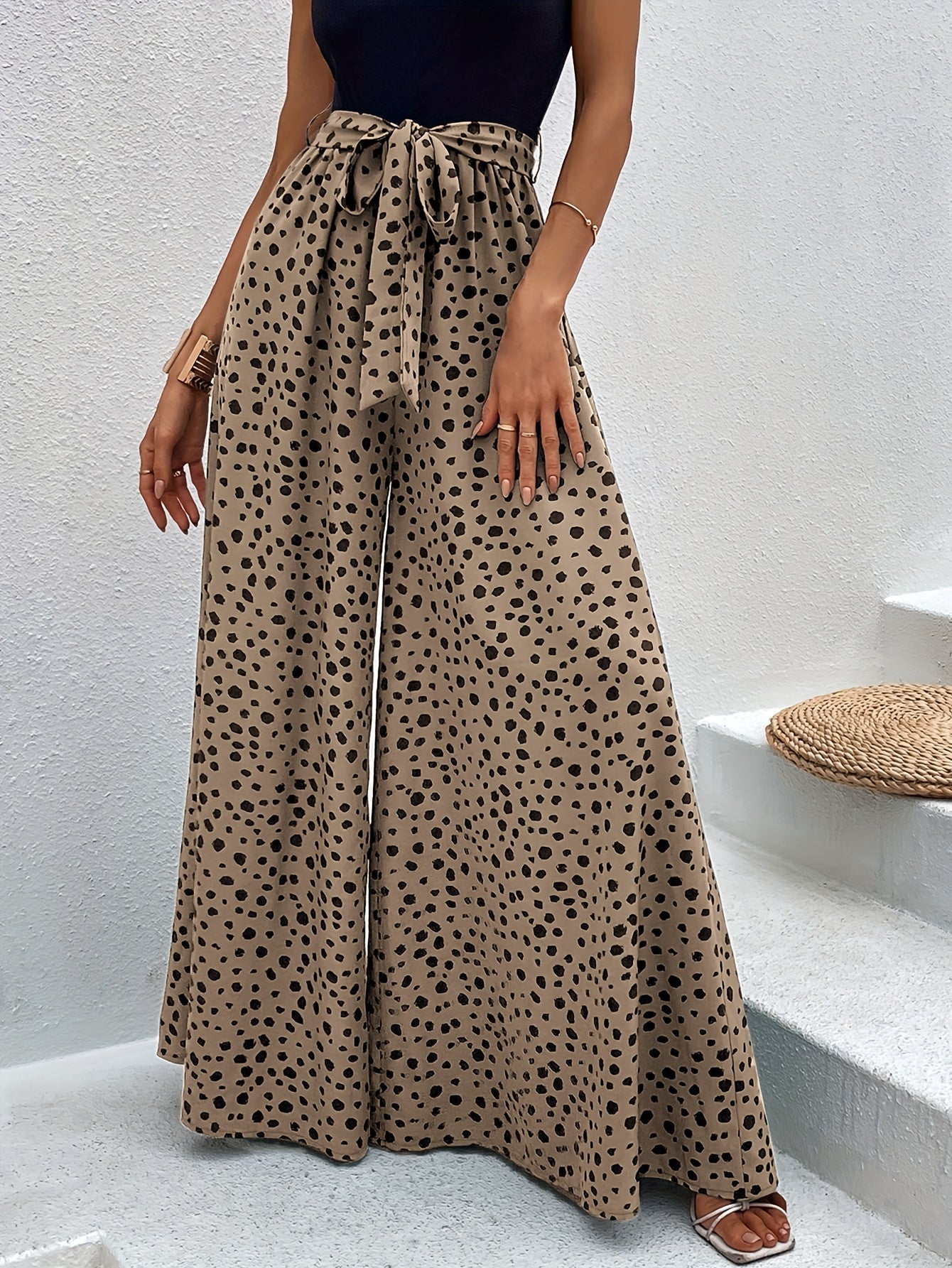 DOTTY – Punkte-Hose mit weitem Bein & Taillenband