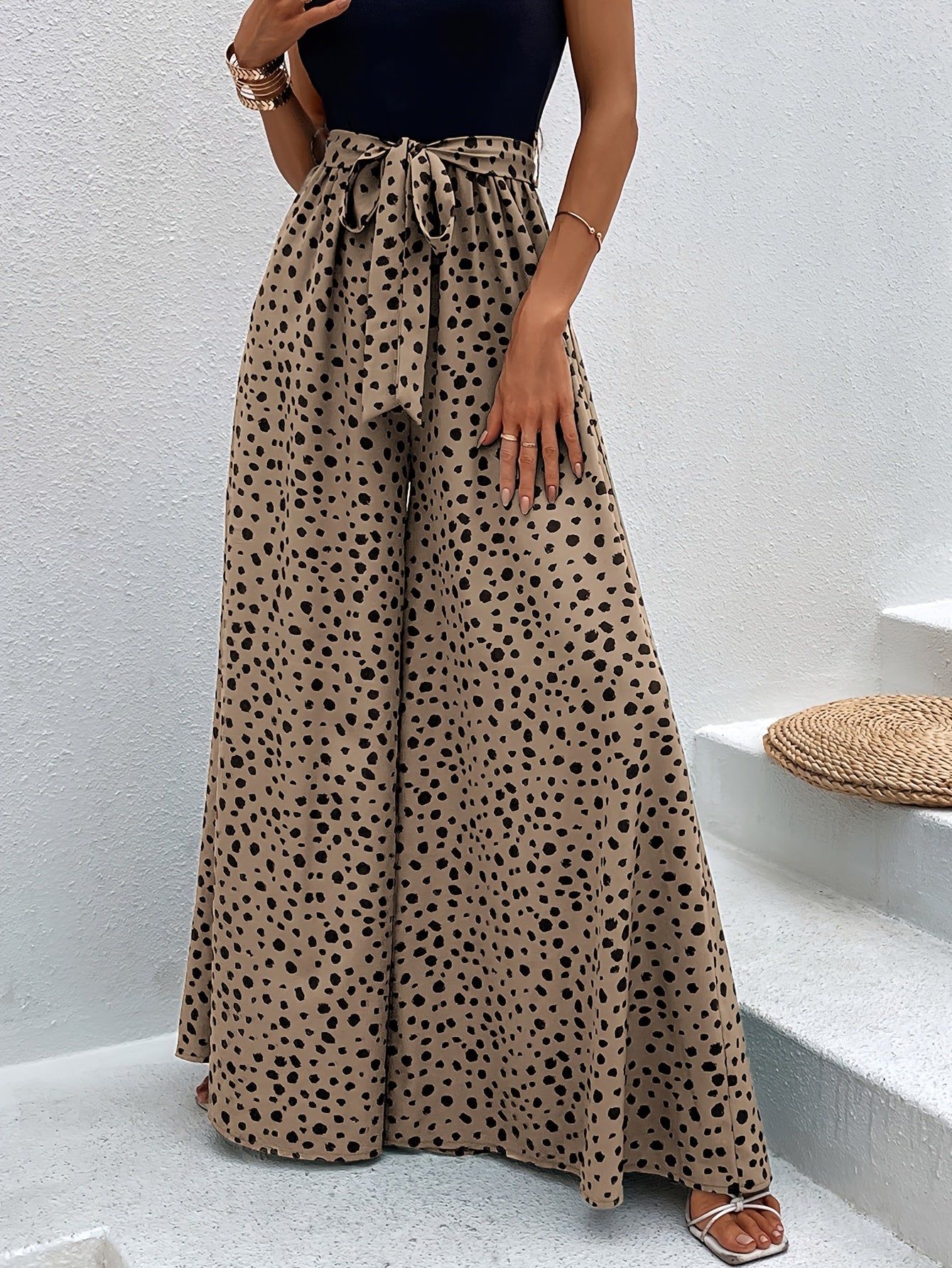 DOTTY – Punkte-Hose mit weitem Bein & Taillenband