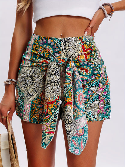 BOHO – Paisley High Waist Shorts
