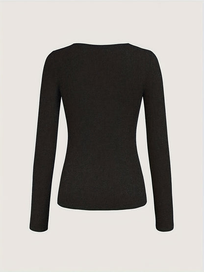 CHYN – Langarmshirt mit Knopfleiste & Karodetail