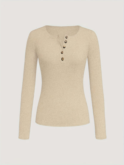 CHYN – Langarmshirt mit Knopfleiste & Karodetail