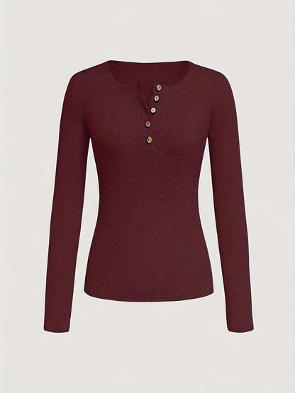 CHYN – Langarmshirt mit Knopfleiste & Karodetail
