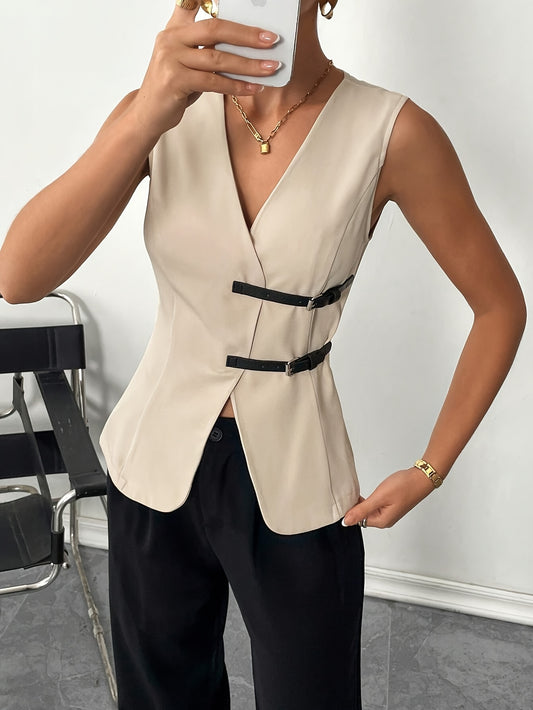 BUTTON – Elegantes Tanktop mit Doppelknopf-Detail