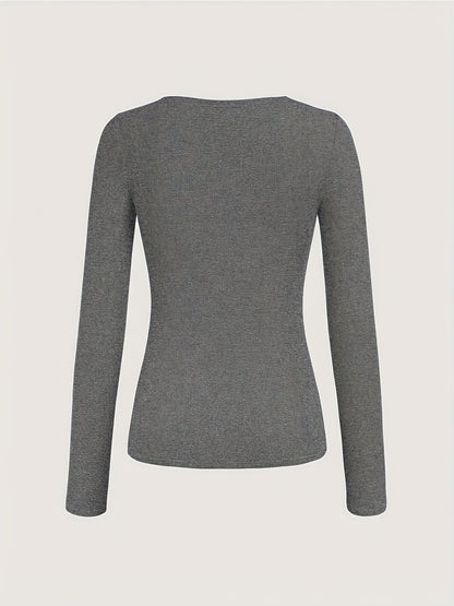 CHYN – Langarmshirt mit Knopfleiste & Karodetail