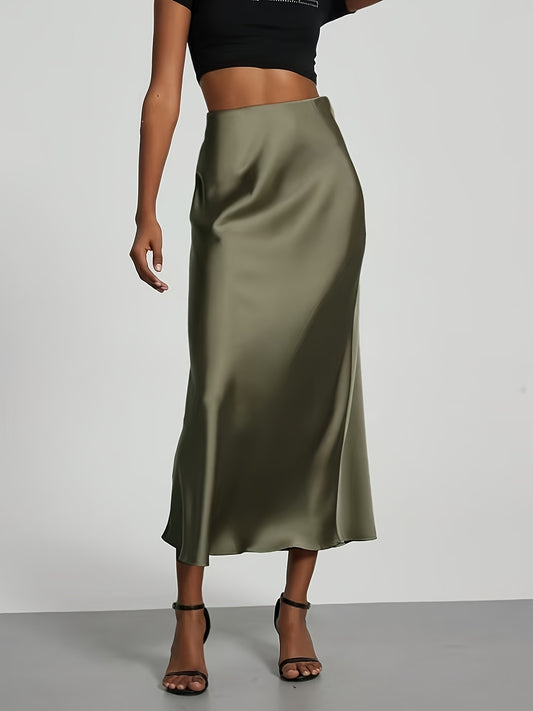 LUXIA – Eleganter High-Waist Satin-Midirock