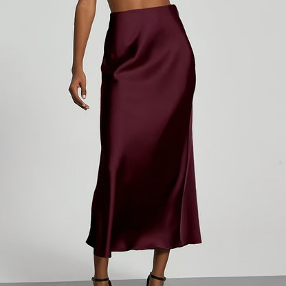 LUXIA – Eleganter High-Waist Satin-Midirock
