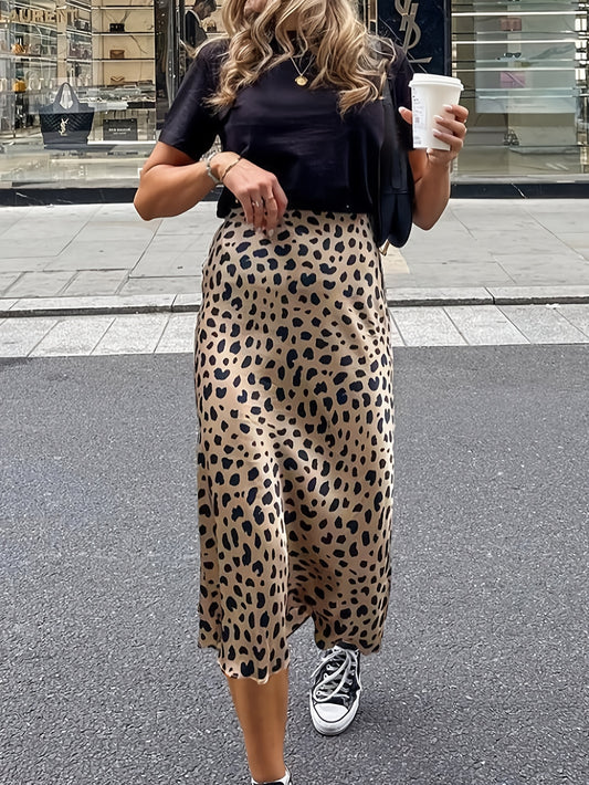LEO – Chic Leopard-Print Satin Maxi-Rock