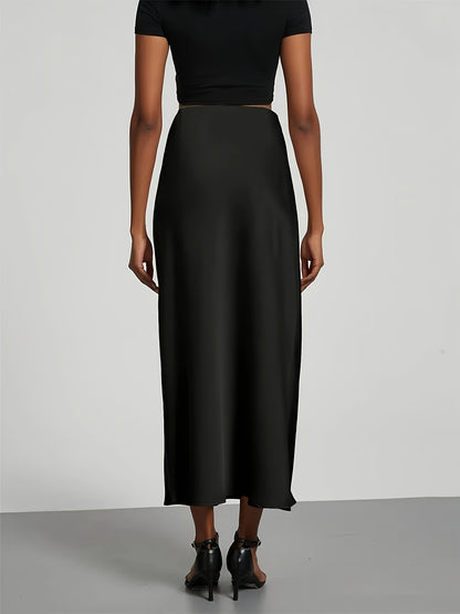 LUXIA – Eleganter High-Waist Satin-Midirock