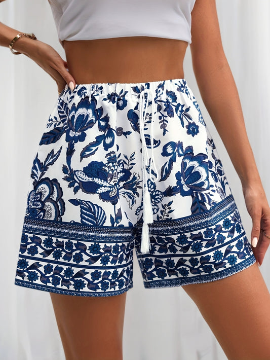 BLOOM – Floral-Print Shorts mit Kordelzug
