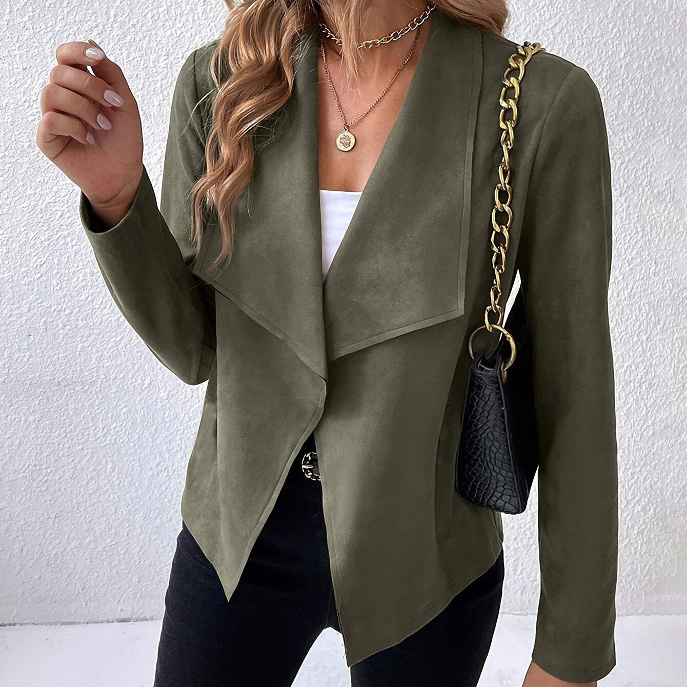 OLIVE – Blazer mit Kunstlederkragen