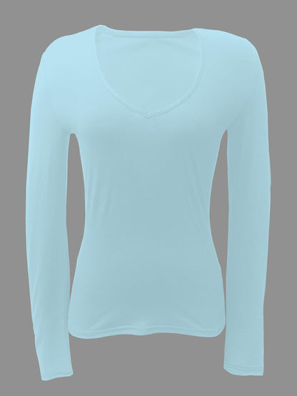 ELVA – Schlichtes Langarmshirt mit V-Ausschnitt