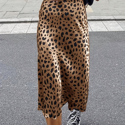 LEO – Chic Leopard-Print Satin Maxi-Rock