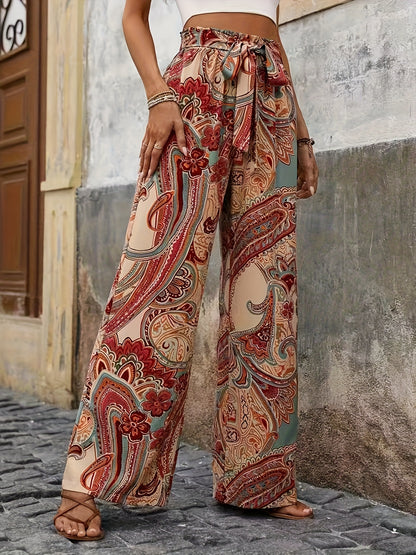 PAISA – Weitbeinhose mit Paisley-Print & Kordelzug