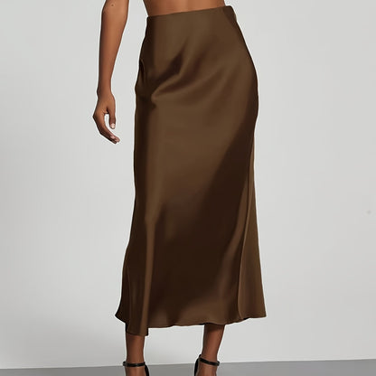 LUXIA – Eleganter High-Waist Satin-Midirock