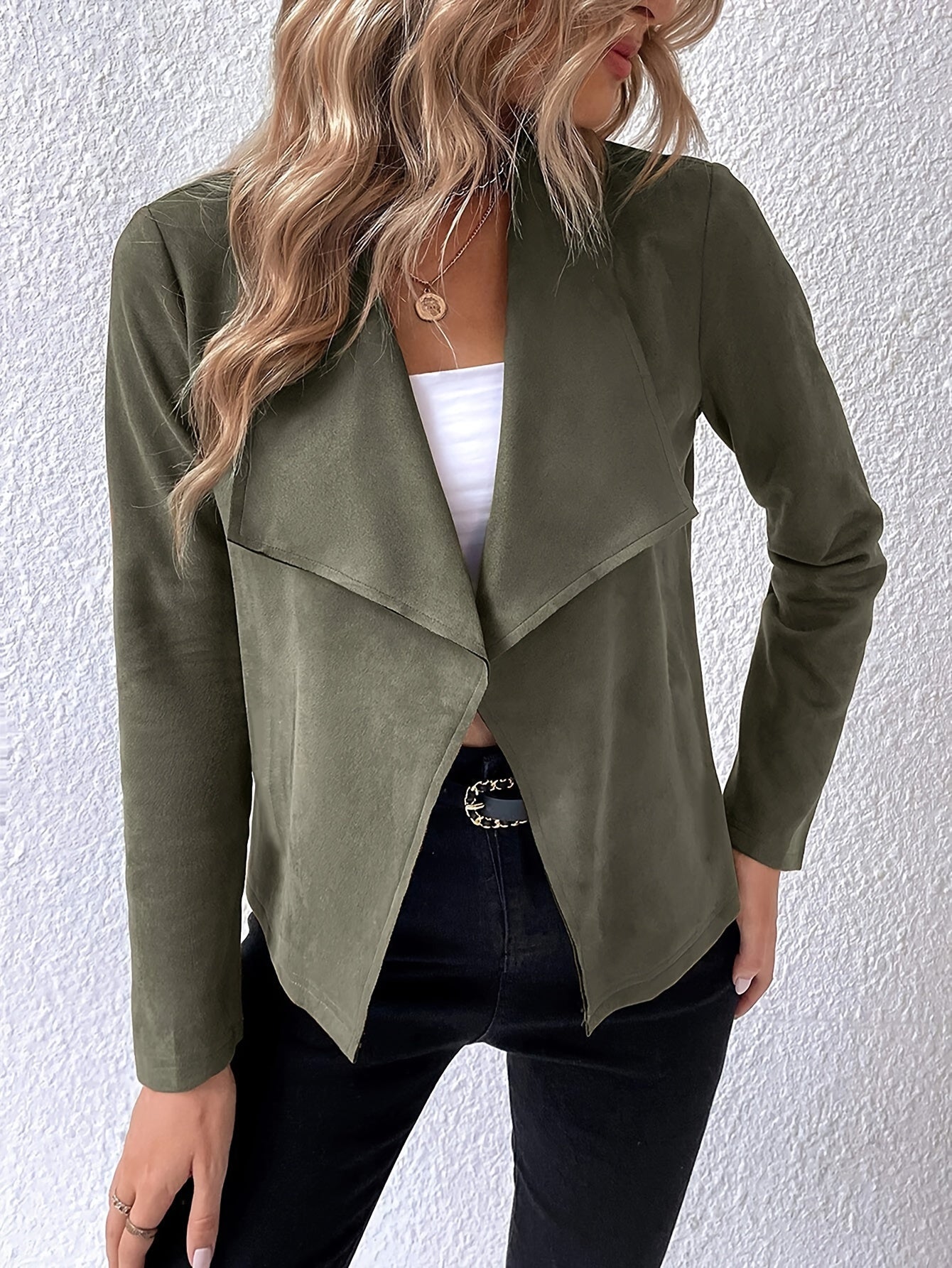 OLIVE – Blazer mit Kunstlederkragen
