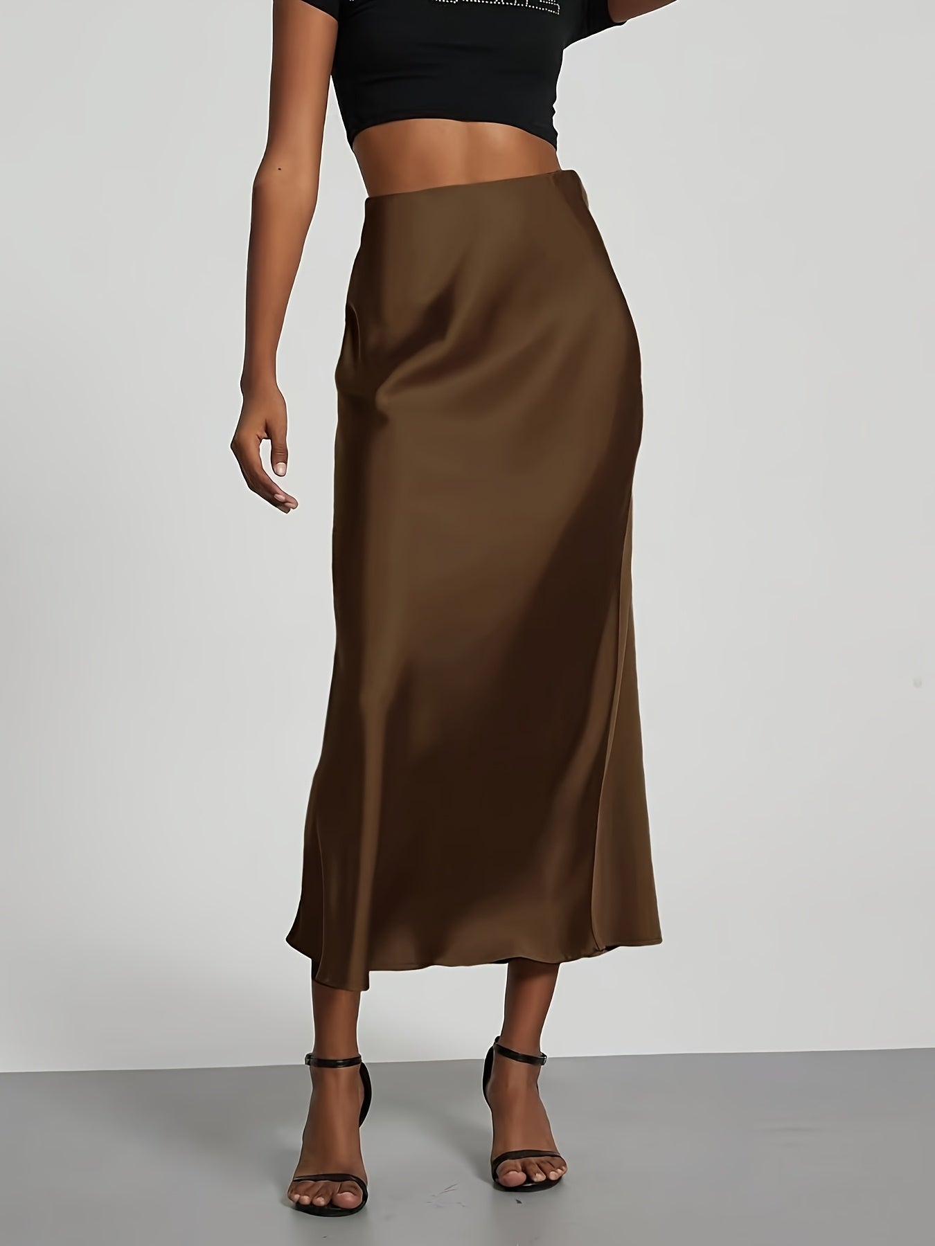 LUXIA – Eleganter High-Waist Satin-Midirock